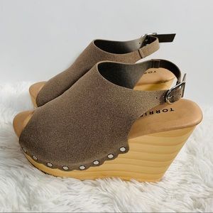 Torrid Studded Wooden Platform Peep-toe Wedges